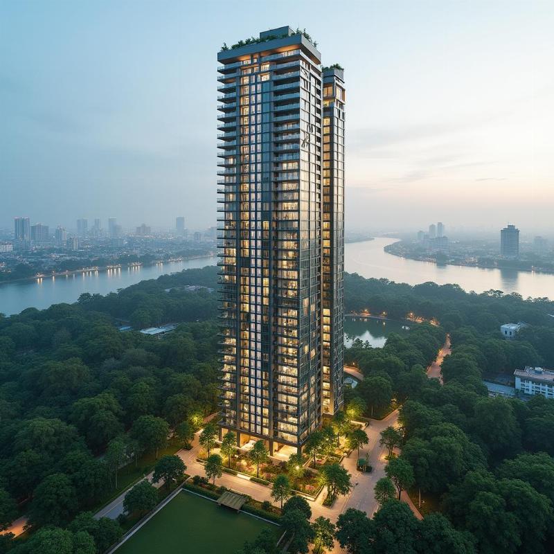 Hình ảnh thực tế tòa căn hộ The Park 6 thuộc Vinhomes Central Park Quận Bình Thạnh ven sông Sài Gòn.